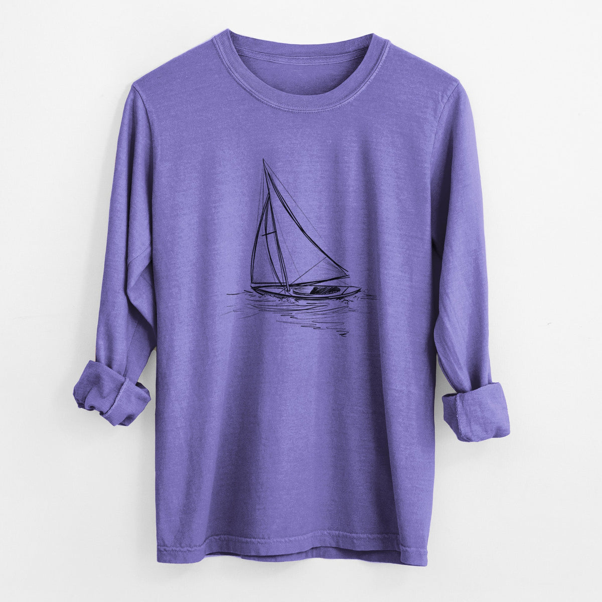 Heading Coastward - Sloop Sailboat - Unisex Comfort Colors 100% Cotton Long Sleeve