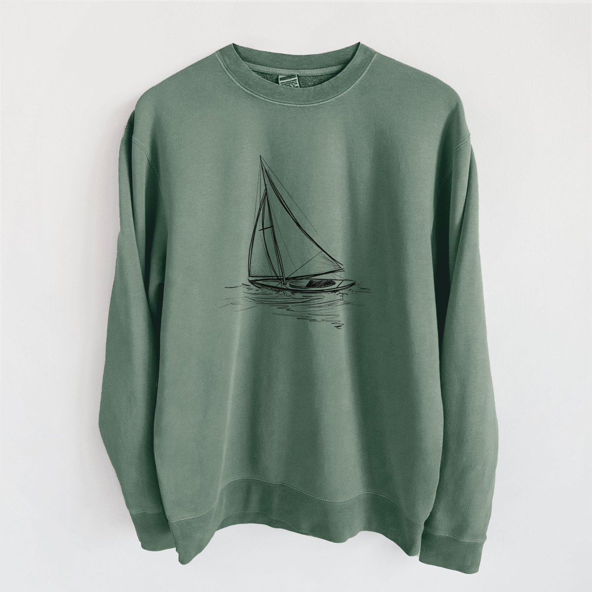 Heading Coastward - Sloop Sailboat - Unisex Pigment Dyed Crew Sweatshirt