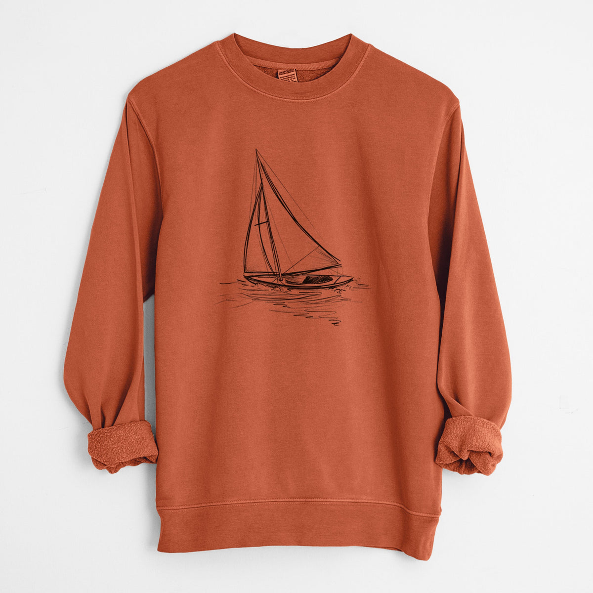 Heading Coastward - Sloop Sailboat - Unisex Pigment Dyed Crew Sweatshirt