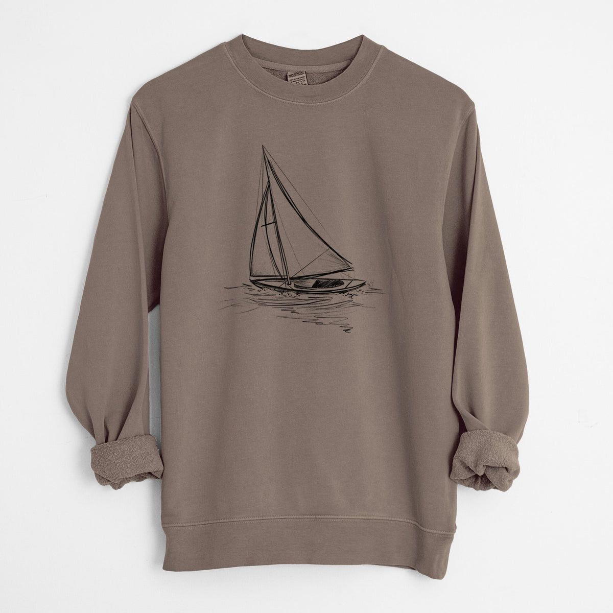 Heading Coastward - Sloop Sailboat - Unisex Pigment Dyed Crew Sweatshirt