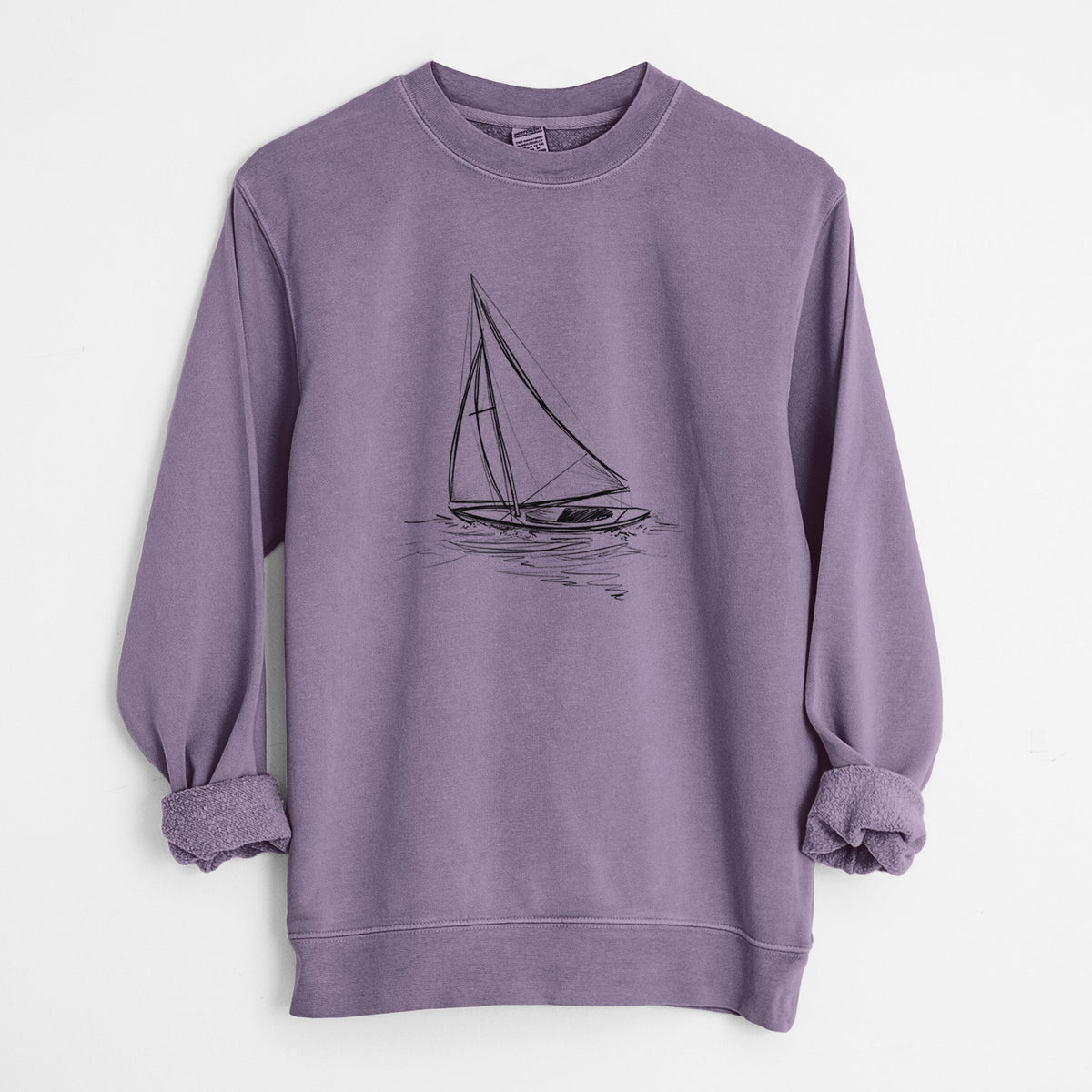 Heading Coastward - Sloop Sailboat - Unisex Pigment Dyed Crew Sweatshirt