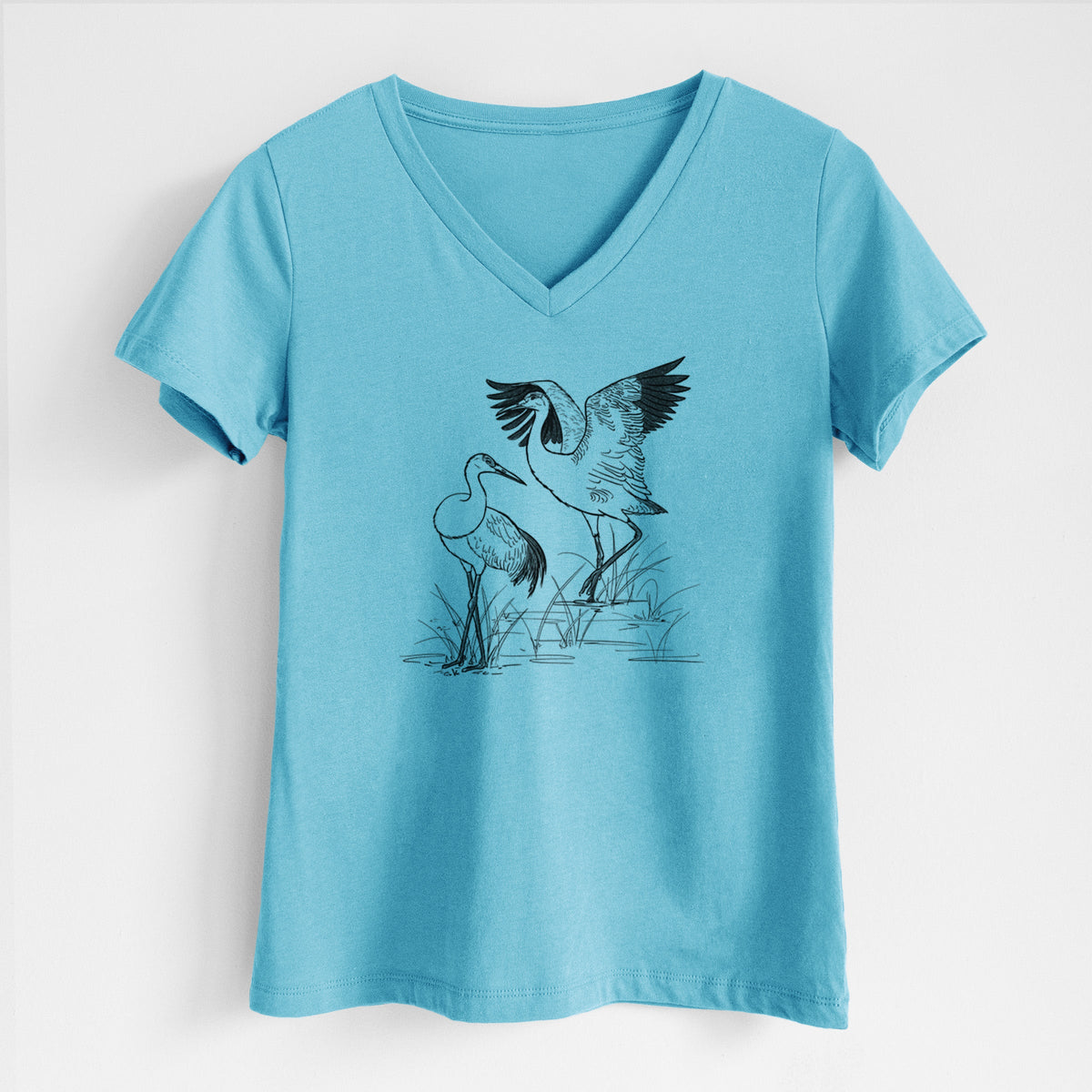 Sandhill Cranes - Grus canadensis - Women's Lightweight Relaxed Fit 100% Cotton V-neck