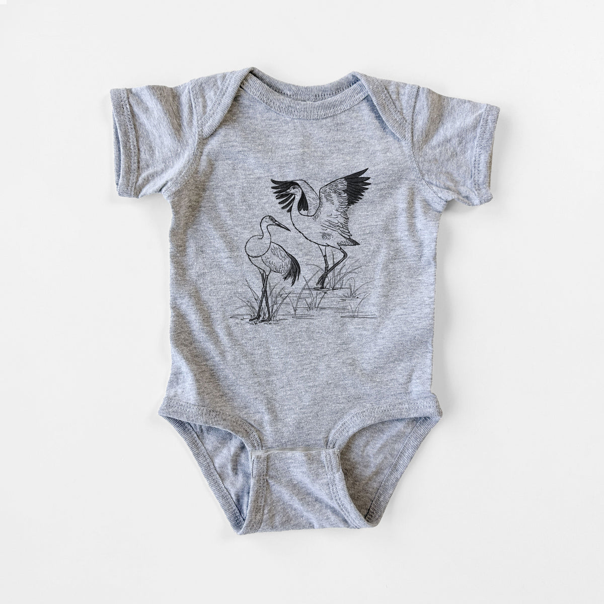 Sandhills Cranes - Grus canadensis - Baby Fine Jersey Bodysuit