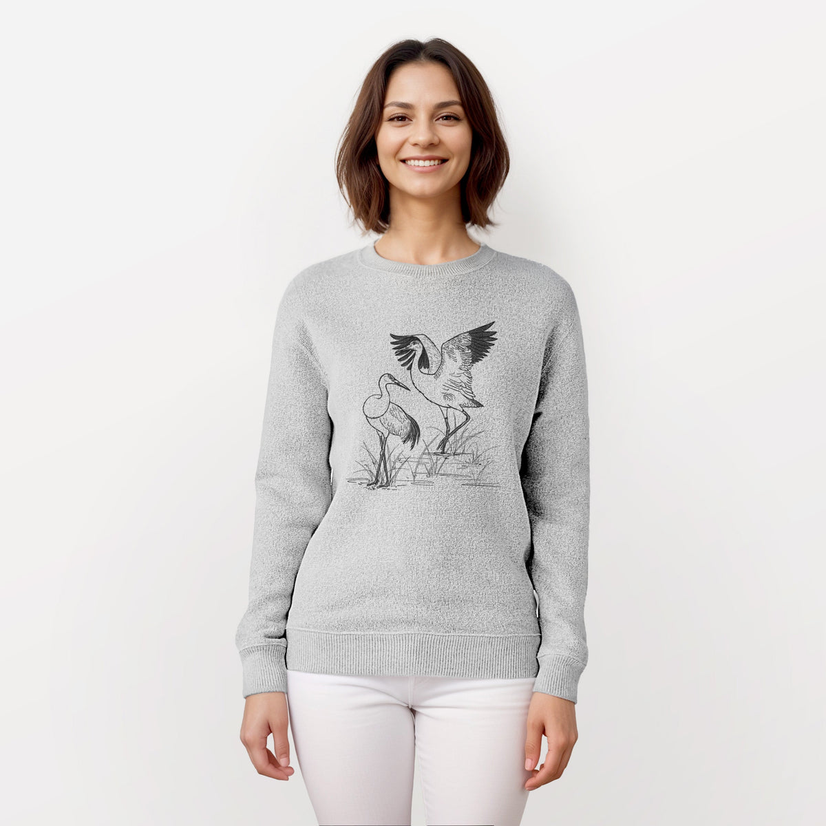Sandhill Cranes - Grus canadensis - Knit Sweatshirt