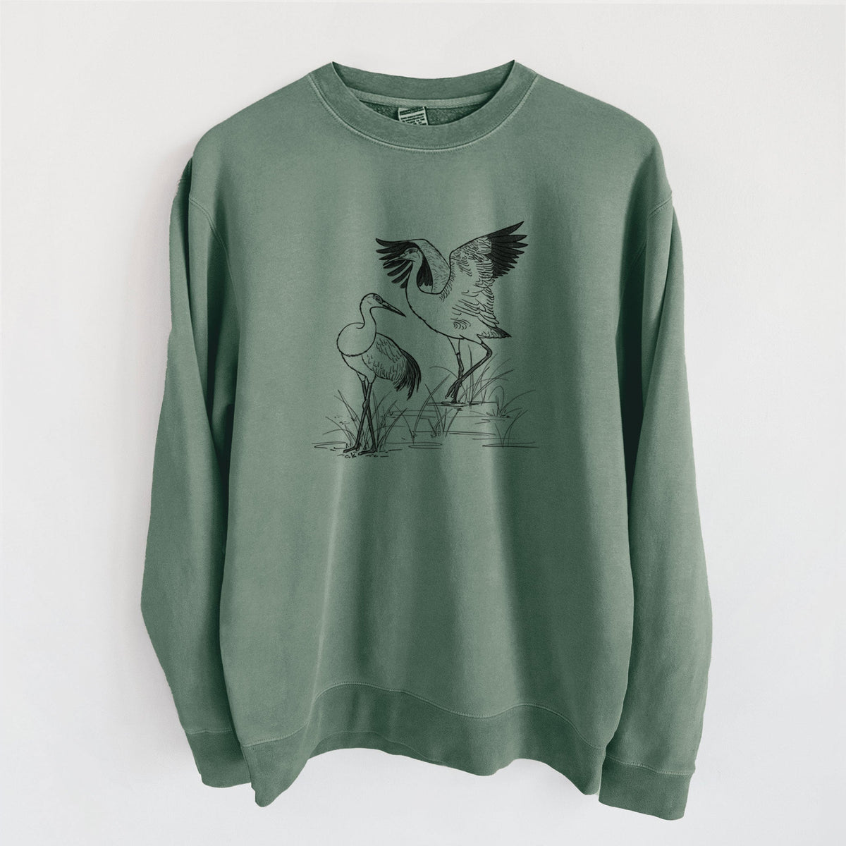 Sandhills Cranes - Grus canadensis - Unisex Pigment Dyed Crew Sweatshirt