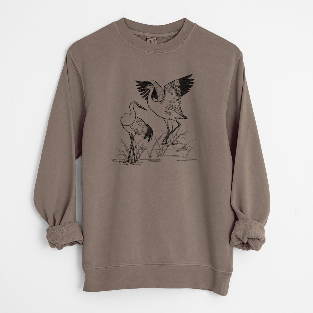 Sandhills Cranes - Grus canadensis - Unisex Pigment Dyed Crew Sweatshirt