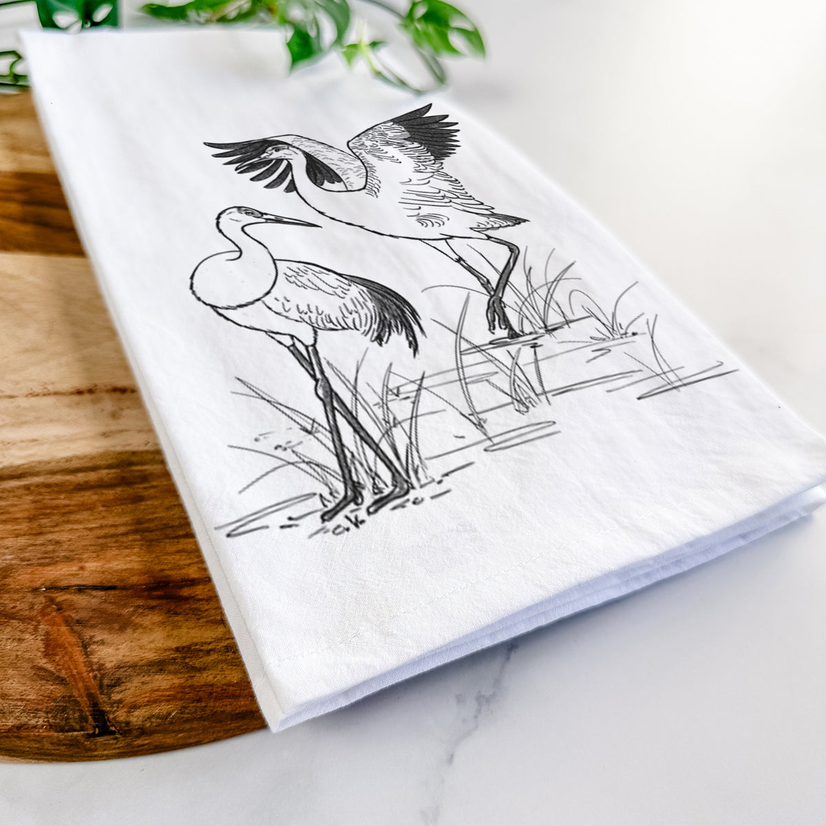 Sandhill Cranes - Grus canadensis Tea Towel