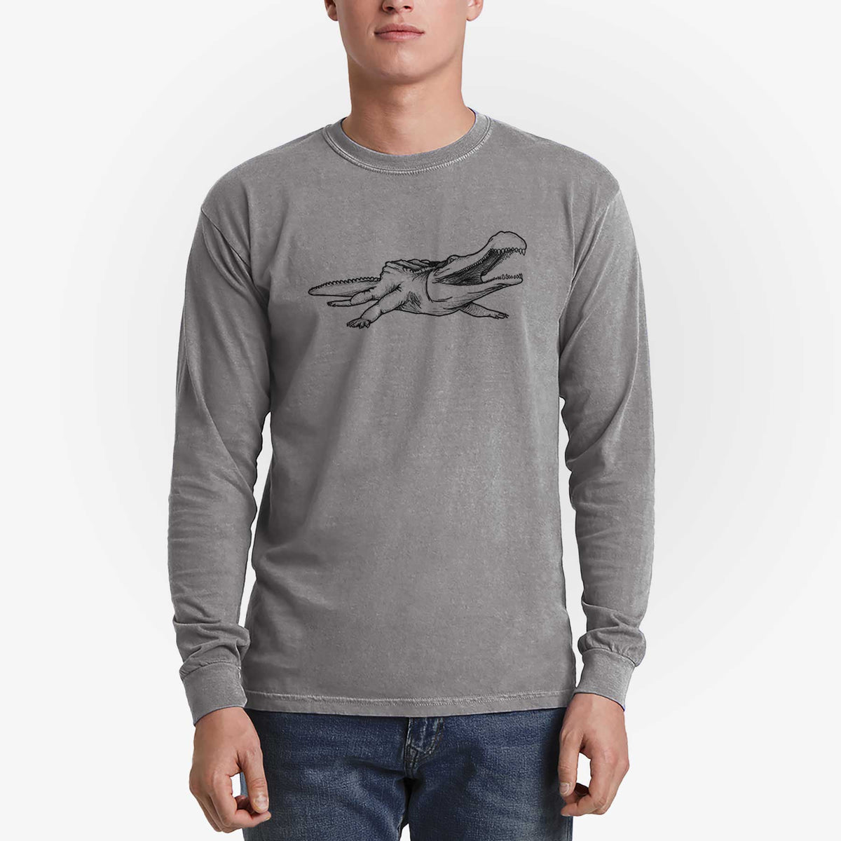 Sarcosuchus Imperator - Men's Heavyweight 100% Cotton Long Sleeve