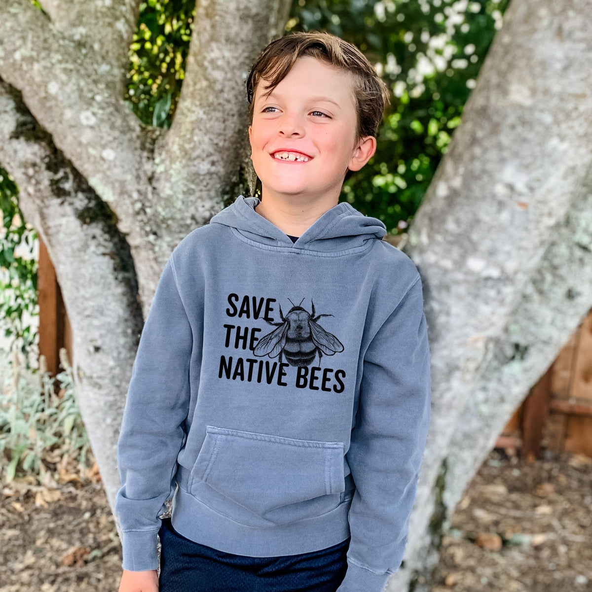 Save the Native Bees - Youth Pigment Dyed Hoodie