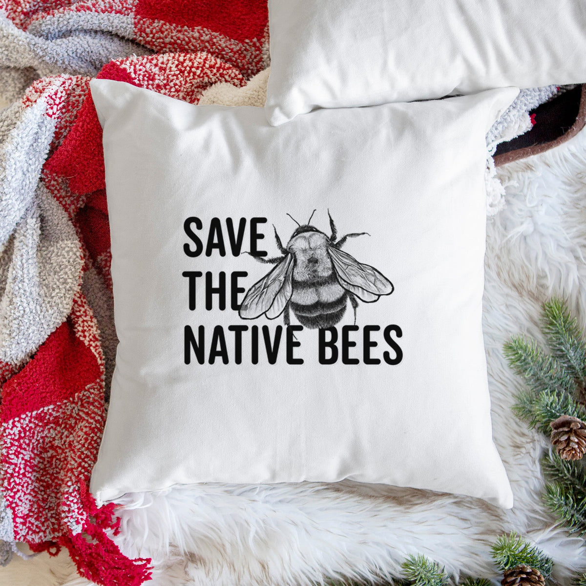 Save the Native Bees - Throw Pillow Cover