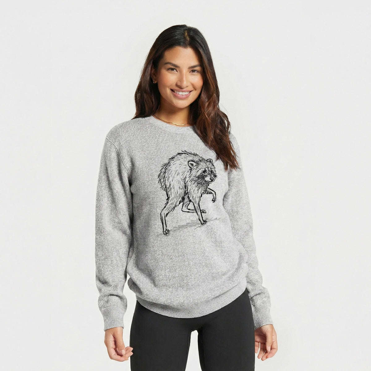 Short-Spine Seattle Raccoon - Knit Sweatshirt