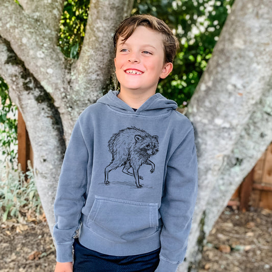 Short-Spine Seattle Raccoon - Youth Pigment Dyed Hoodie