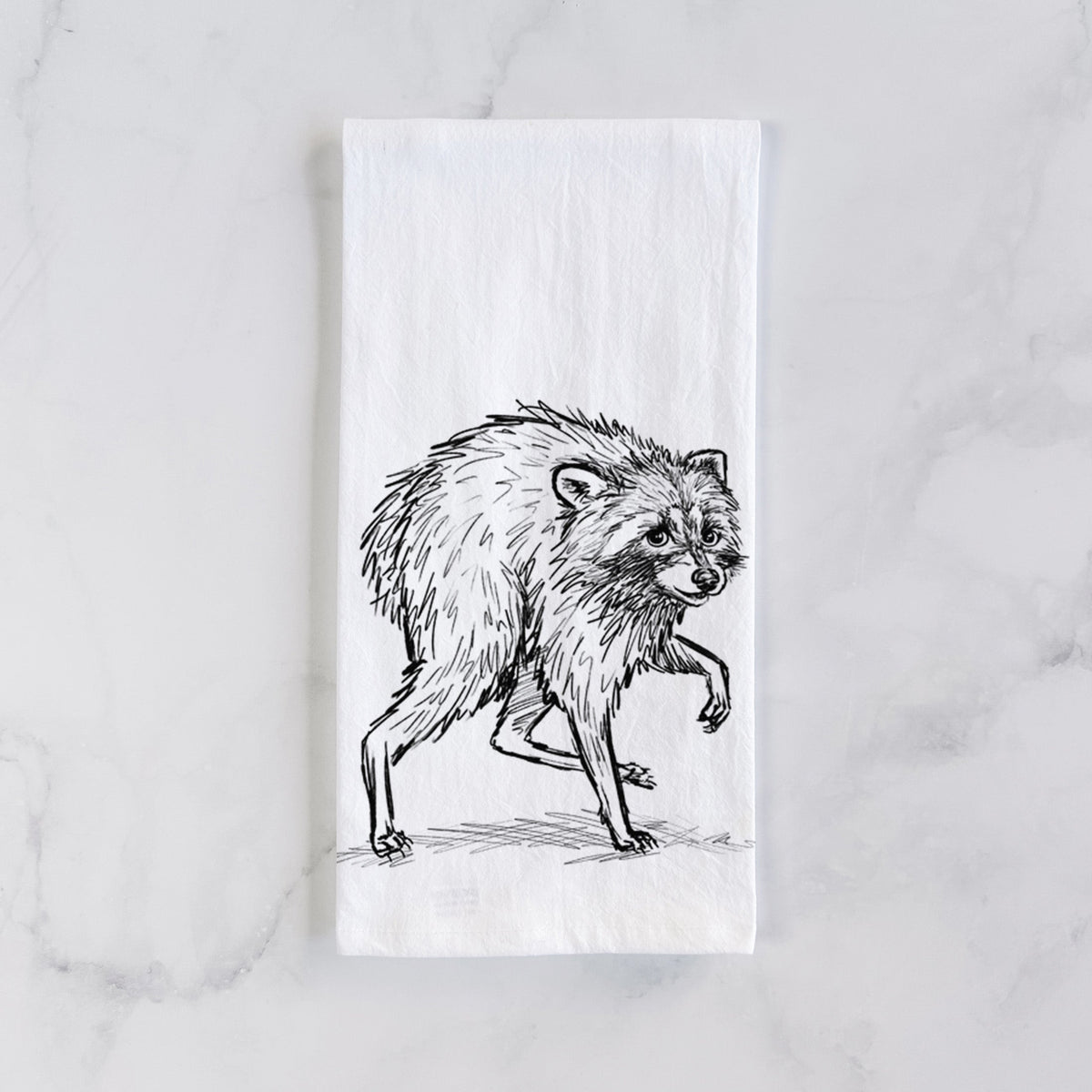 Short-Spine Seattle Raccoon Tea Towel