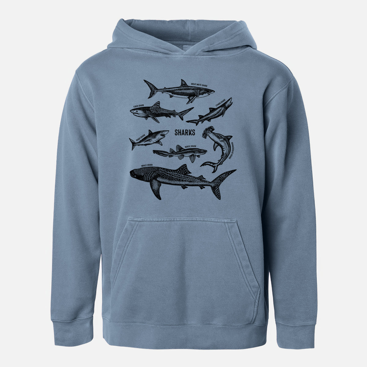 Shark Chart - Youth Pigment Dyed Hoodie