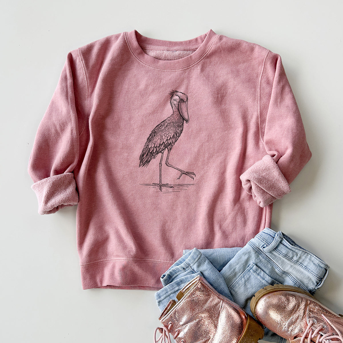 Shoebill Stork - Balaeniceps rex - Youth Lightweight Crewneck Sweatshirt