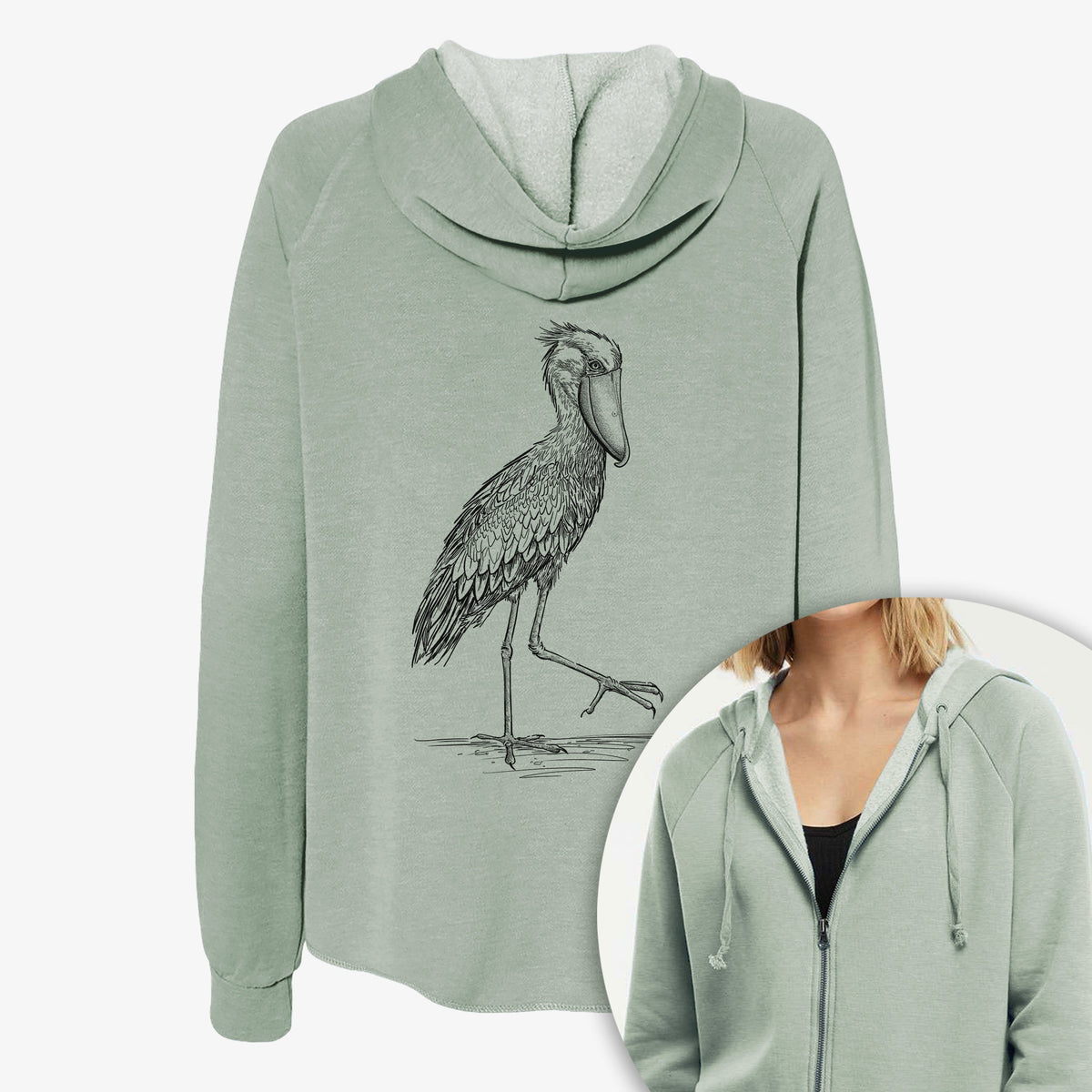 Shoebill Stork - Balaeniceps rex - Women's Cali Wave Zip-Up Sweatshirt