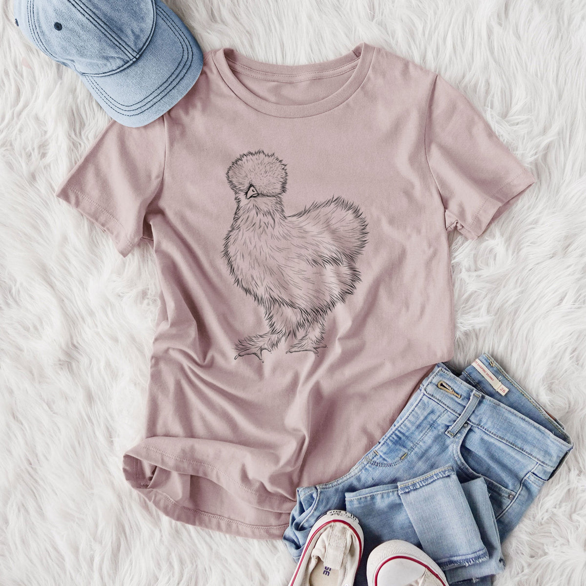 Silkie Chicken - Women's Lightweight Relaxed Fit 100% Cotton Crewneck