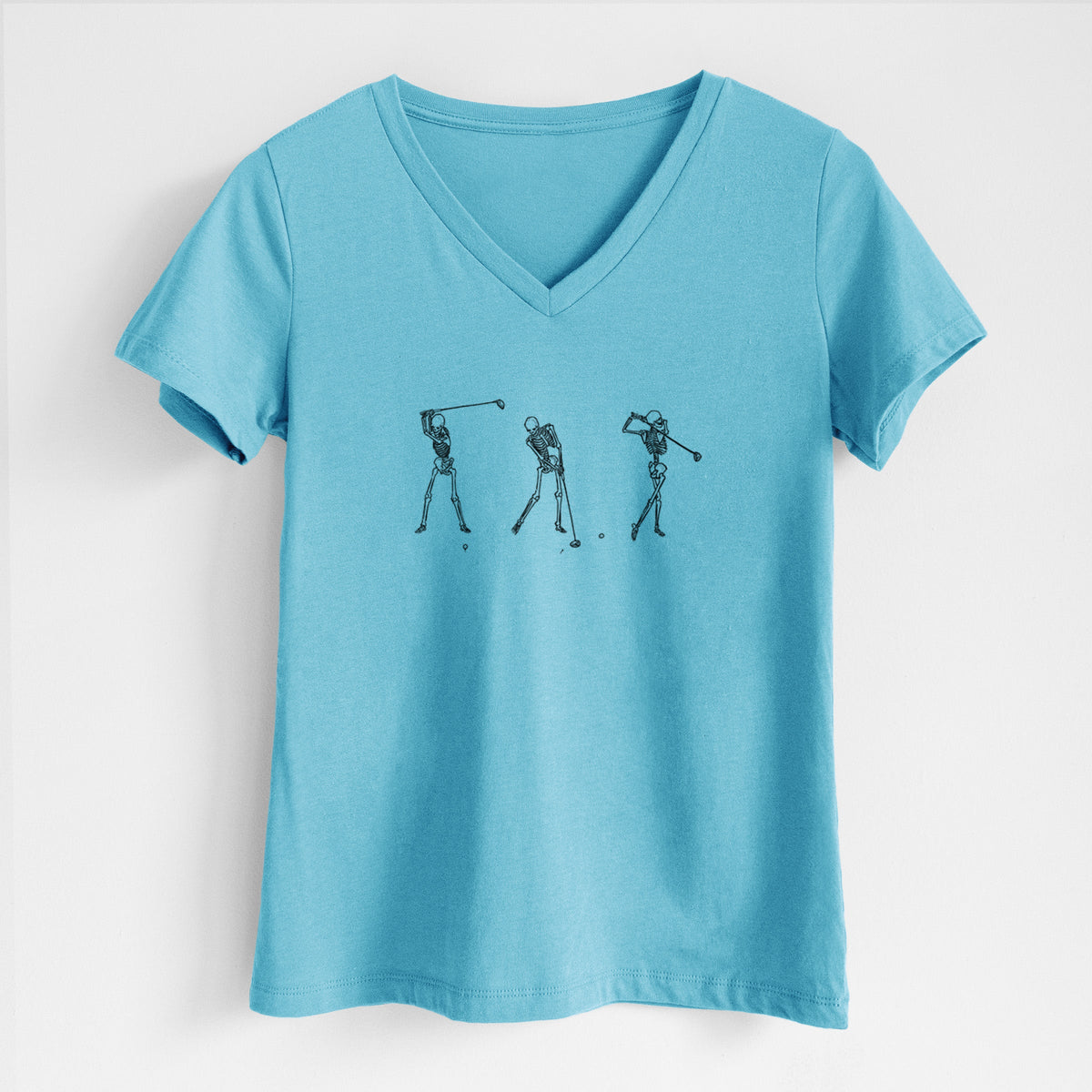 The Golf Swing - Skeleton Collection - Women's Lightweight Relaxed Fit 100% Cotton V-neck