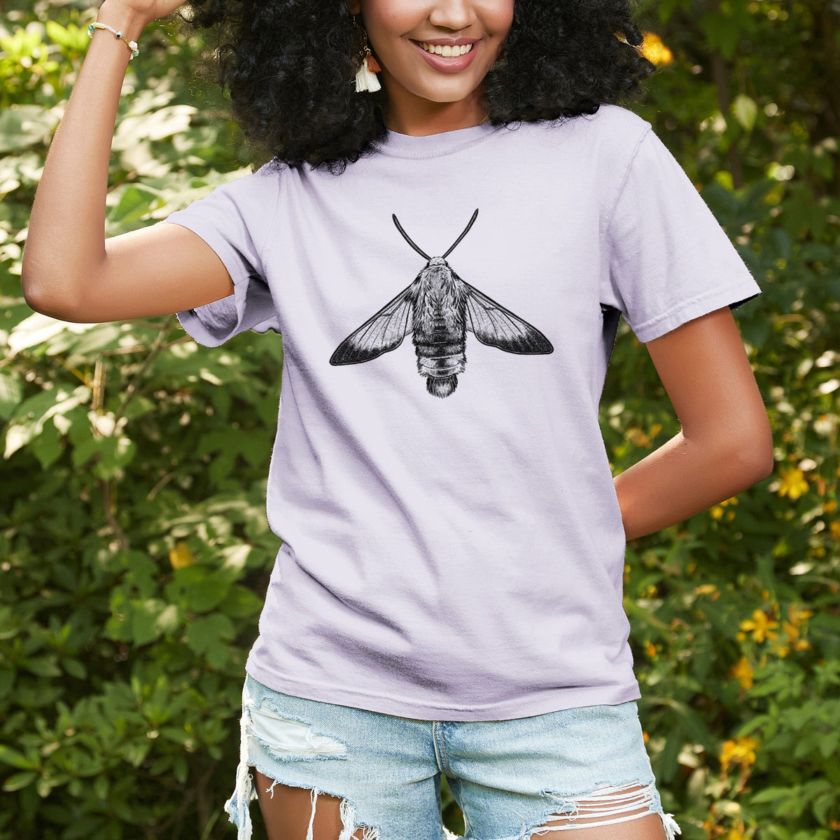 Snowberry Clearwing Moth - Hemaris diffinis - Unisex Comfort Colors Garment-Dyed Heavyweight T-shirt