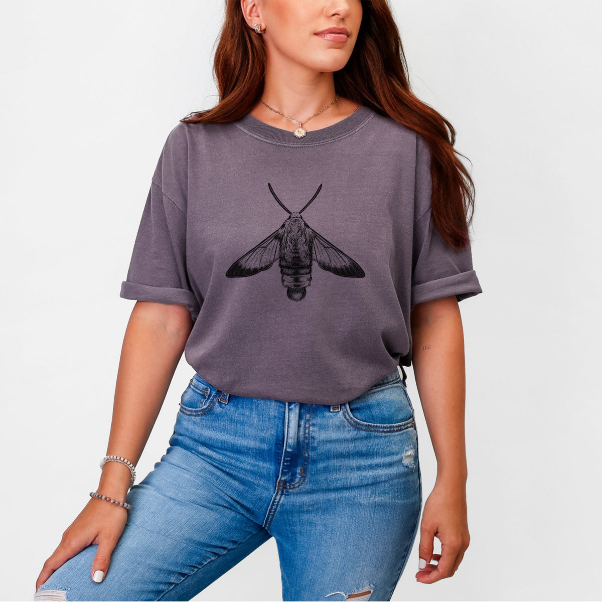 Snowberry Clearwing Moth - Hemaris diffinis - Unisex Comfort Colors Garment-Dyed Heavyweight T-shirt