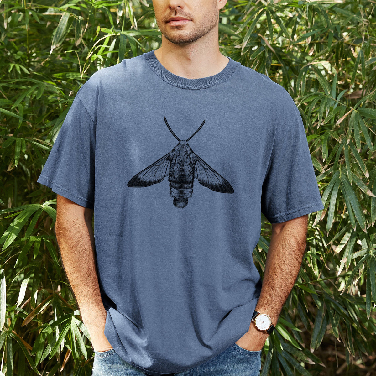 Snowberry Clearwing Moth - Hemaris diffinis - Unisex Comfort Colors Garment-Dyed Heavyweight T-shirt