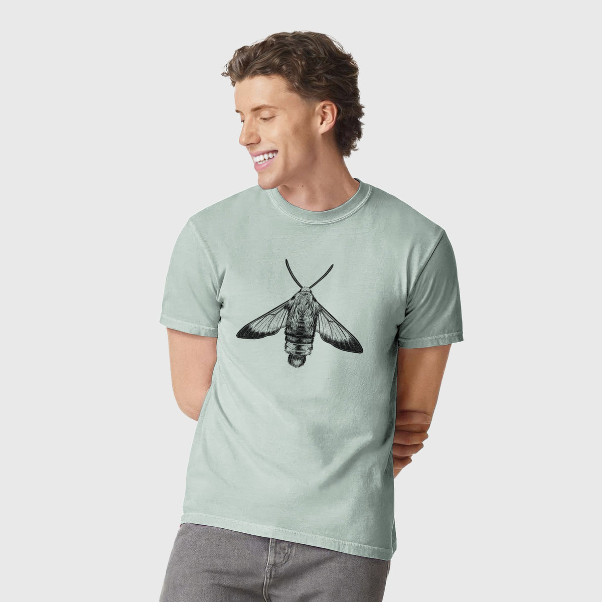 Snowberry Clearwing Moth - Hemaris diffinis - Unisex Comfort Colors Garment-Dyed Heavyweight T-shirt