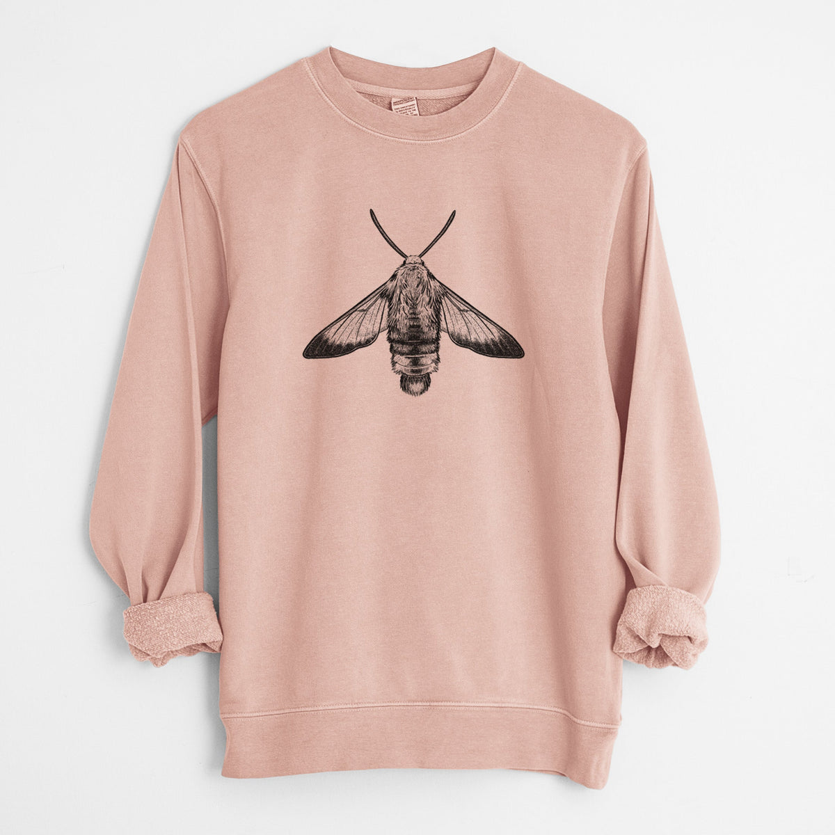 Snowberry Clearwing Moth - Hemaris diffinis - Unisex Pigment Dyed Crew Sweatshirt