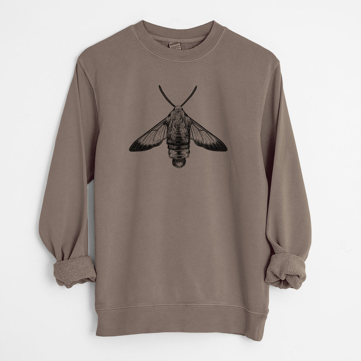 Snowberry Clearwing Moth - Hemaris diffinis - Unisex Pigment Dyed Crew Sweatshirt
