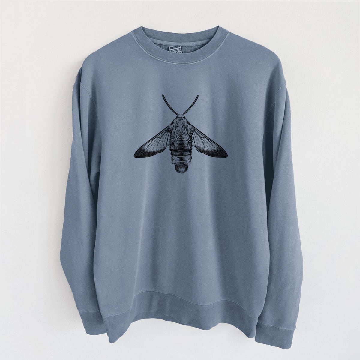 Snowberry Clearwing Moth - Hemaris diffinis - Unisex Pigment Dyed Crew Sweatshirt