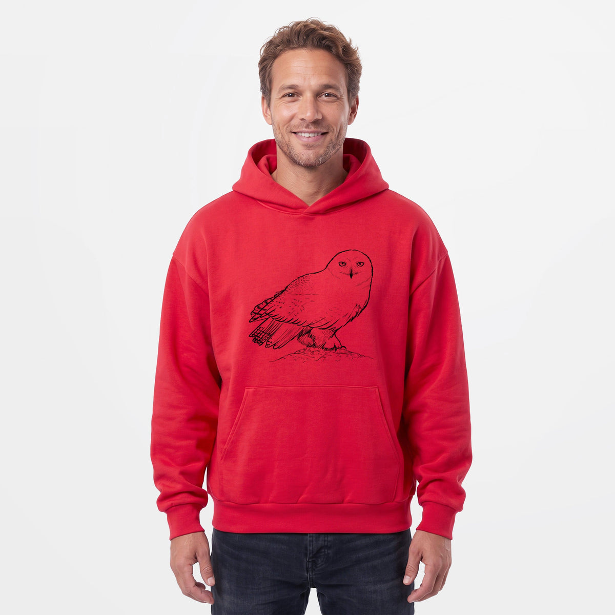 Snowy Owl - Bubo scandiacus  - Statement Midweight Hoodie