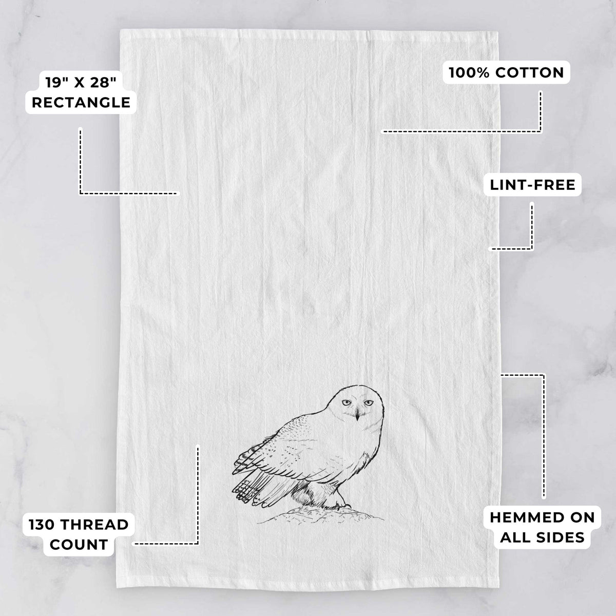 Snowy Owl - Bubo scandiacus Tea Towel