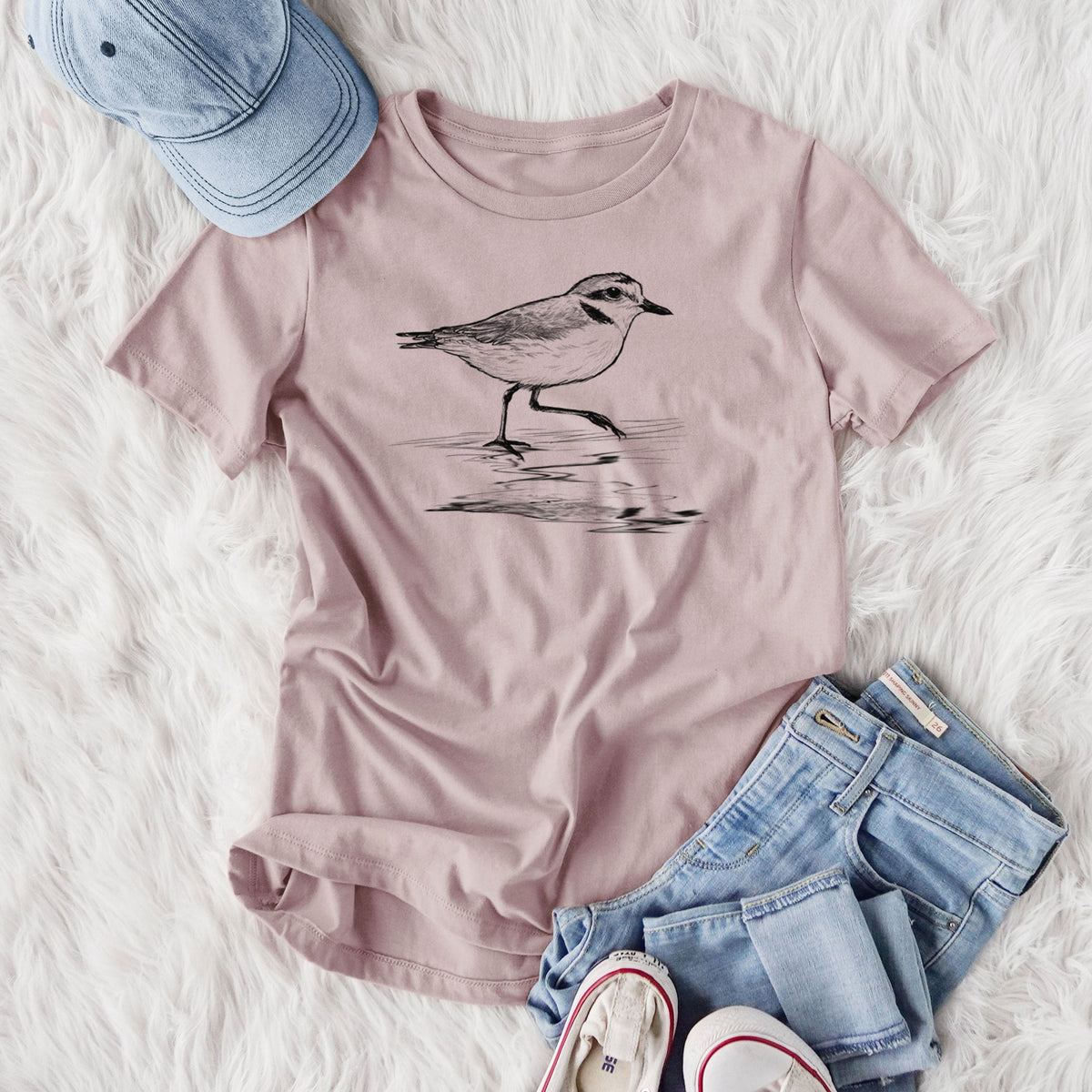 Western Snowy Plover - Charadrius nivosus nivosus - Women's Lightweight Relaxed Fit 100% Cotton Crewneck