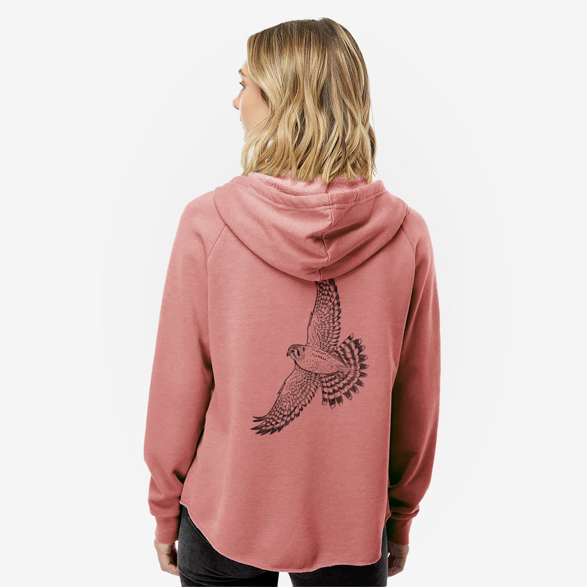 Soaring American Kestrel - Falco sparverius - Women's Cali Wave Zip-Up Sweatshirt