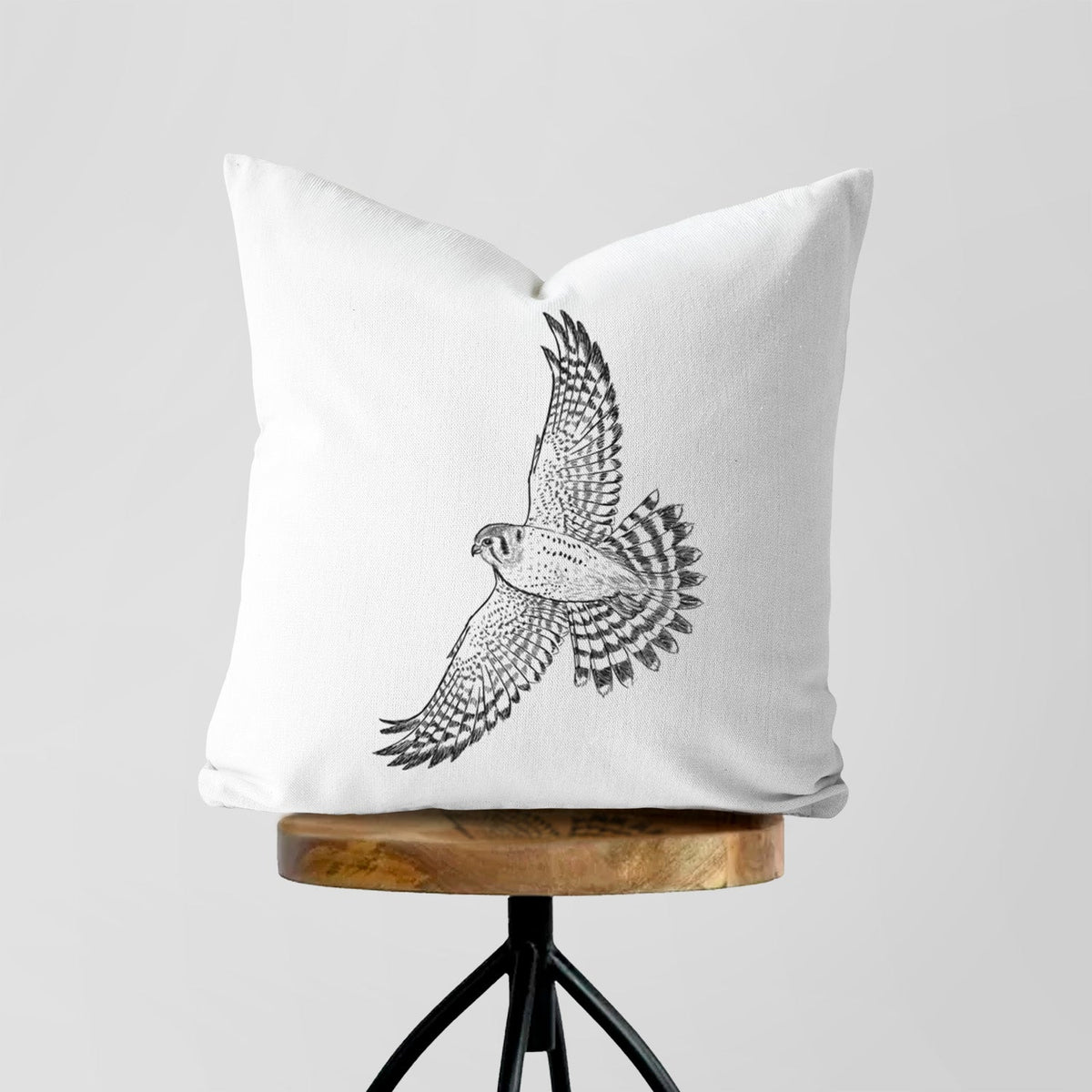 Soaring American Kestrel - Falco sparverius - Throw Pillow Cover