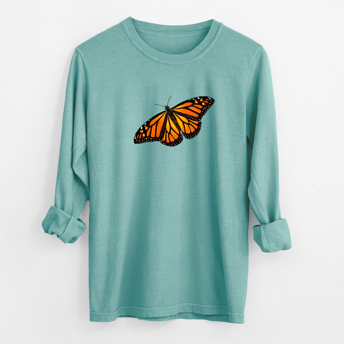 Vibrant Monarch - Danaus plexippus - Unisex Comfort Colors 100% Cotton Long Sleeve