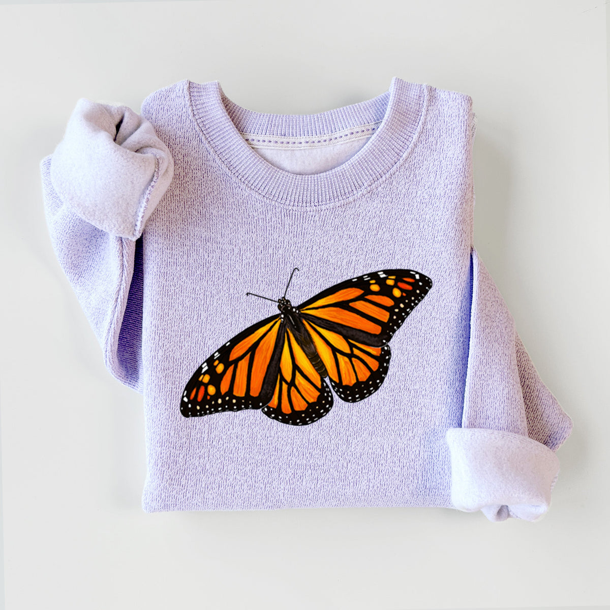 Vibrant Monarch - Danaus plexippus - Knit Sweatshirt