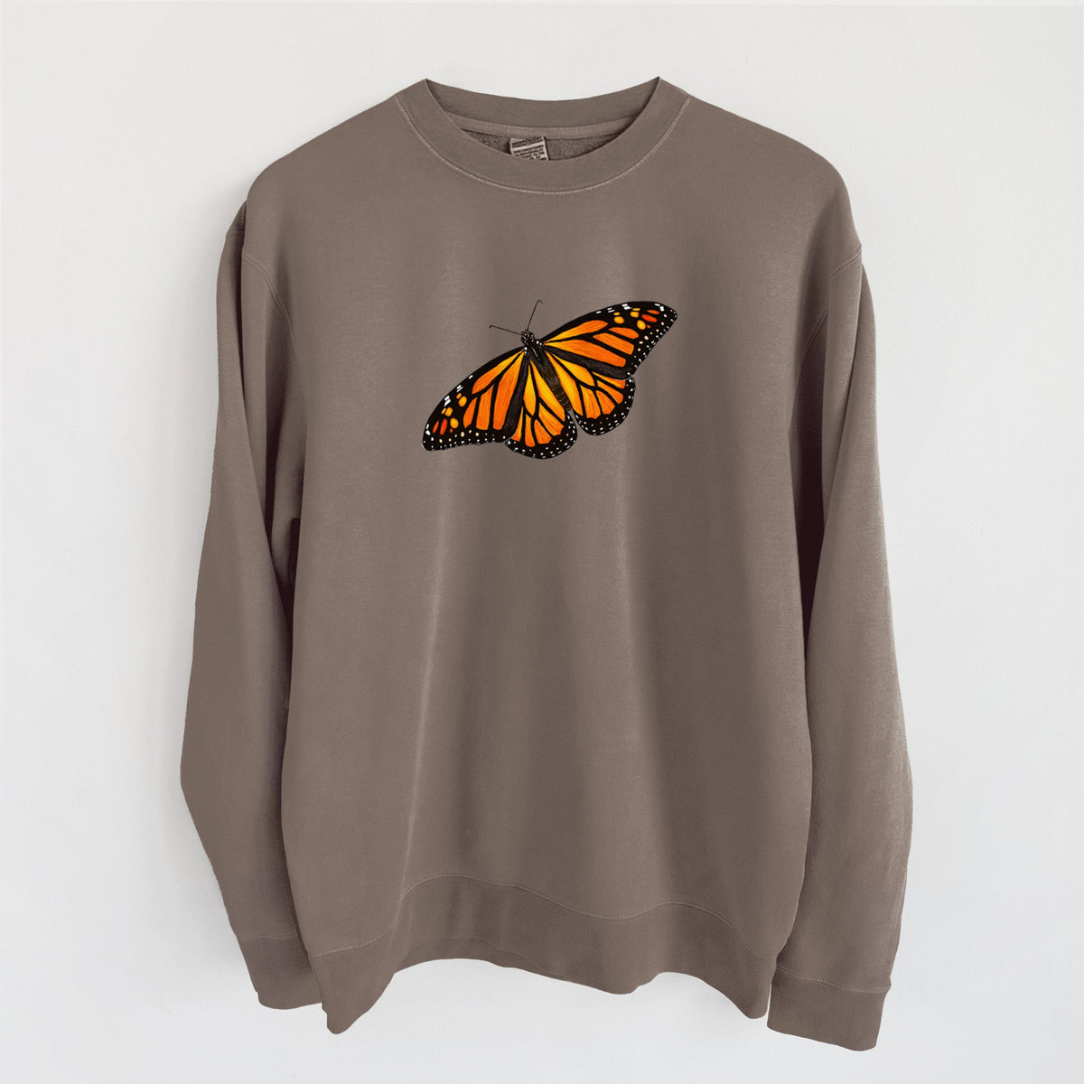 Vibrant Monarch - Danaus plexippus - Unisex Pigment Dyed Crew Sweatshirt
