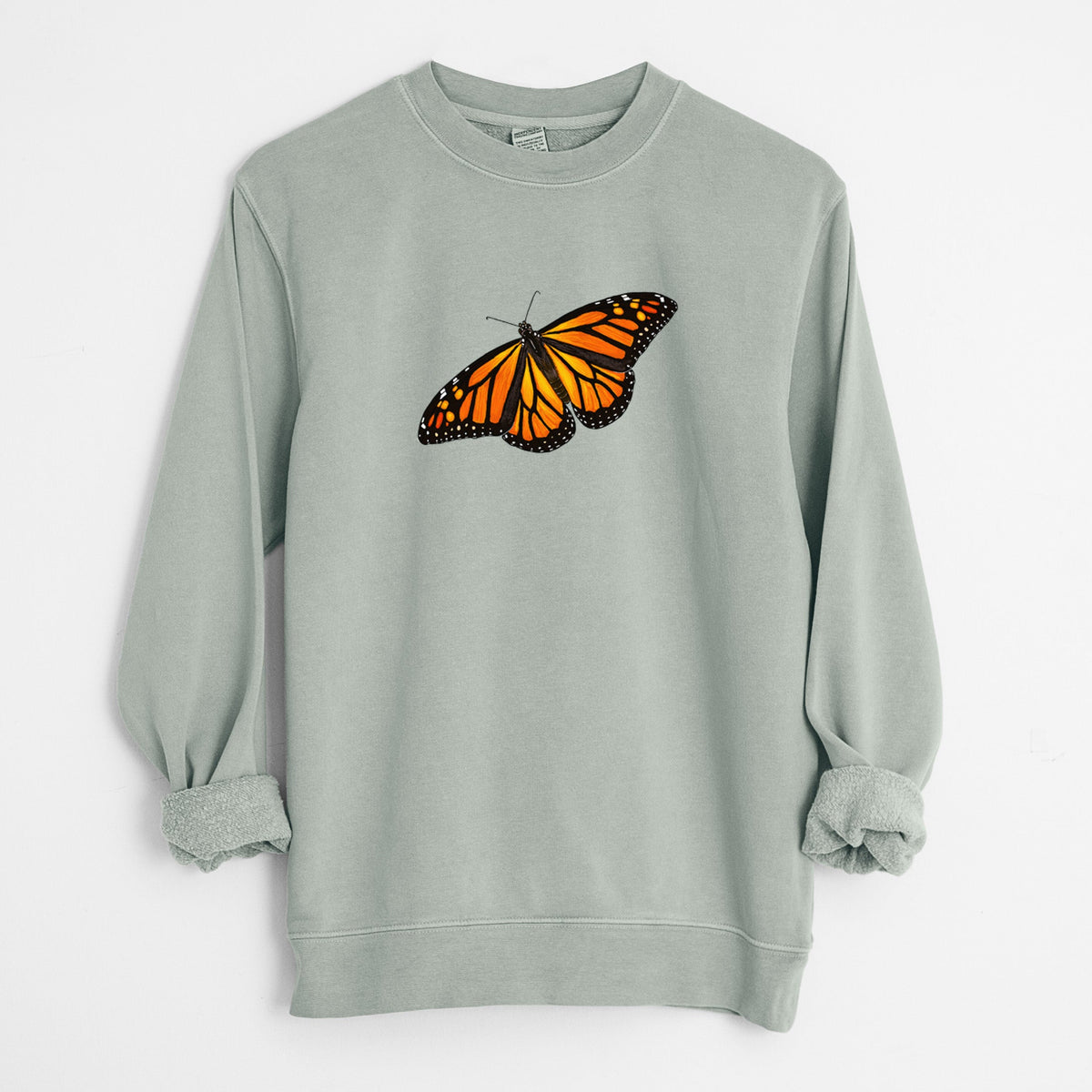 Vibrant Monarch - Danaus plexippus - Unisex Pigment Dyed Crew Sweatshirt