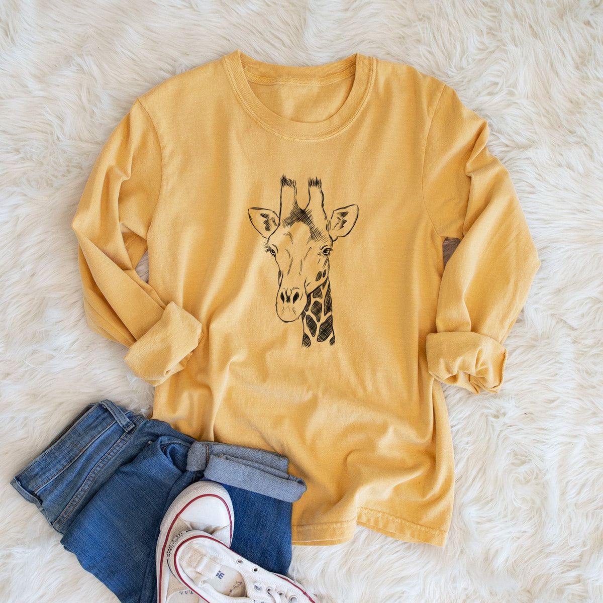 Southern Giraffe - Giraffa giraffa - Unisex Comfort Colors 100% Cotton Long Sleeve