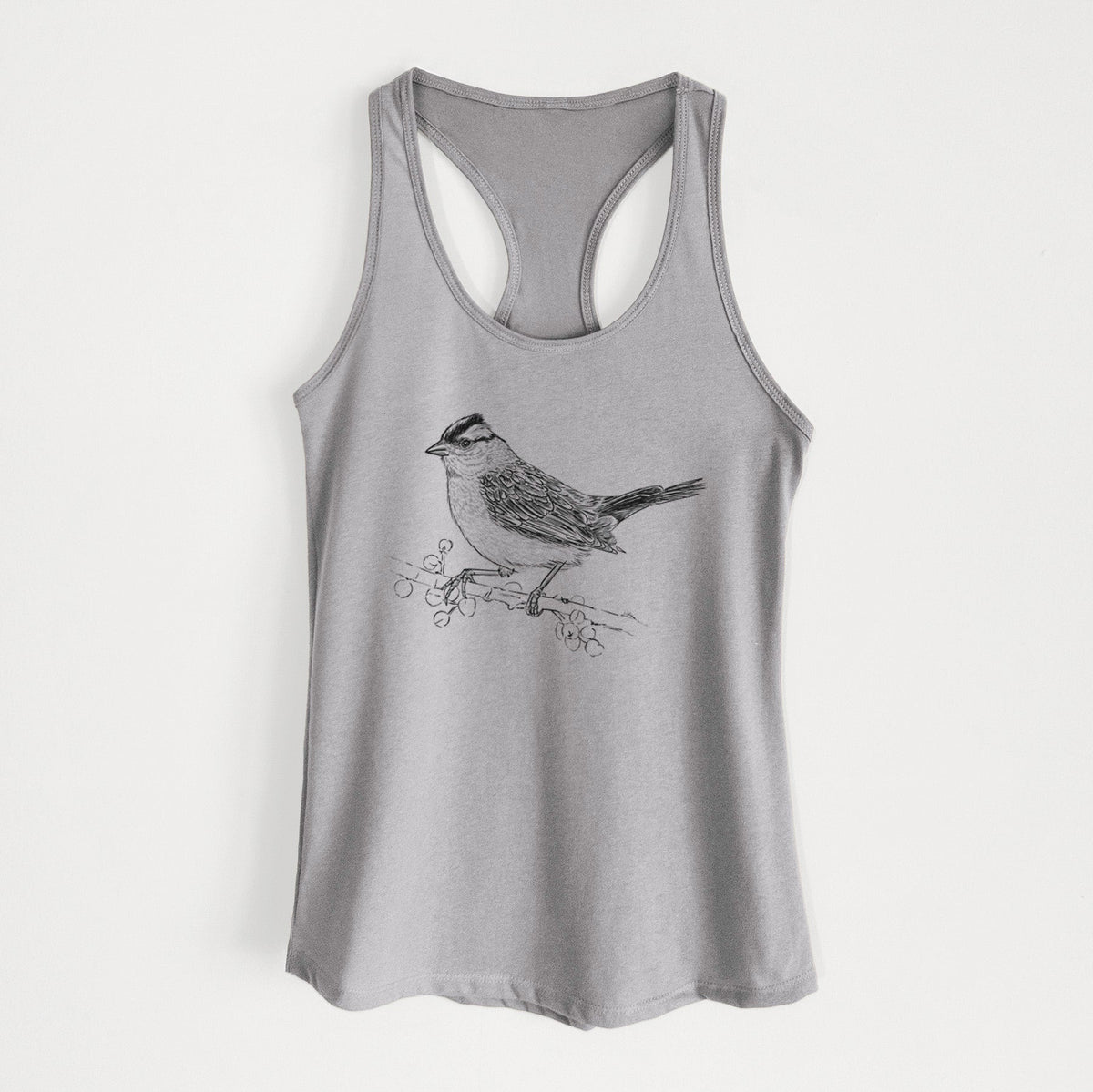 White-crowned Sparrow - Zonotrichia leucophrys - Women's Racerback Tanktop