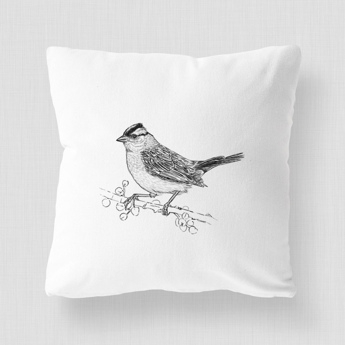 White-crowned Sparrow - Zonotrichia leucophrys - Throw Pillow Cover