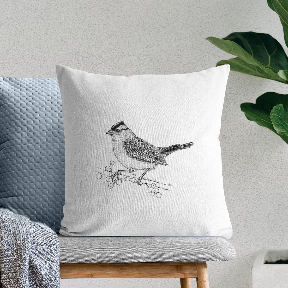 White-crowned Sparrow - Zonotrichia leucophrys - Throw Pillow Cover