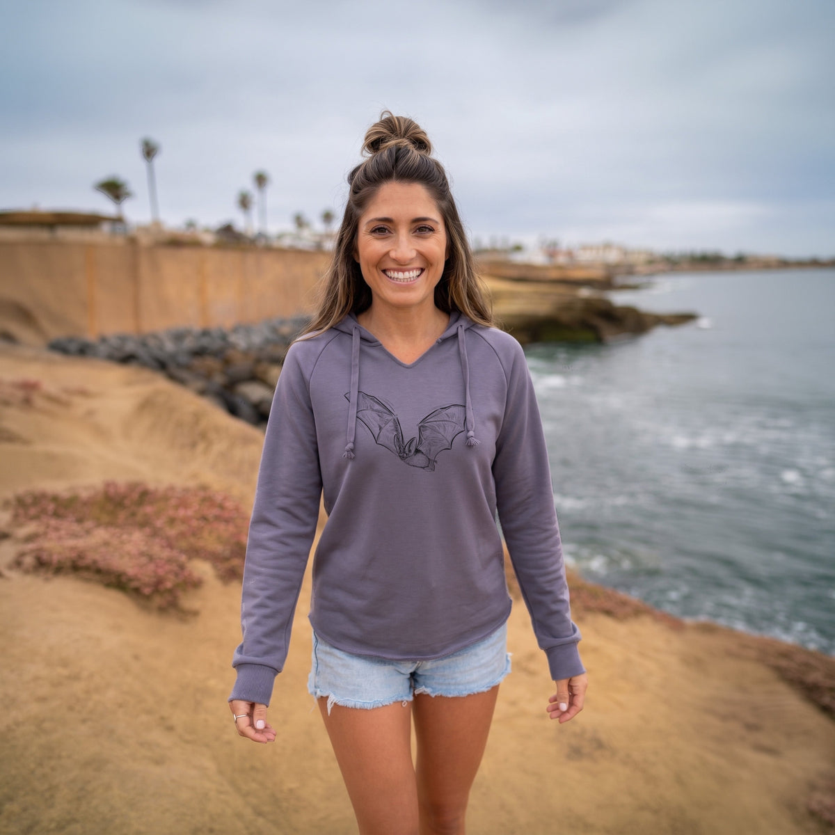 Spotted Bat - Euderma maculatum - Cali Wave Hooded Sweatshirt
