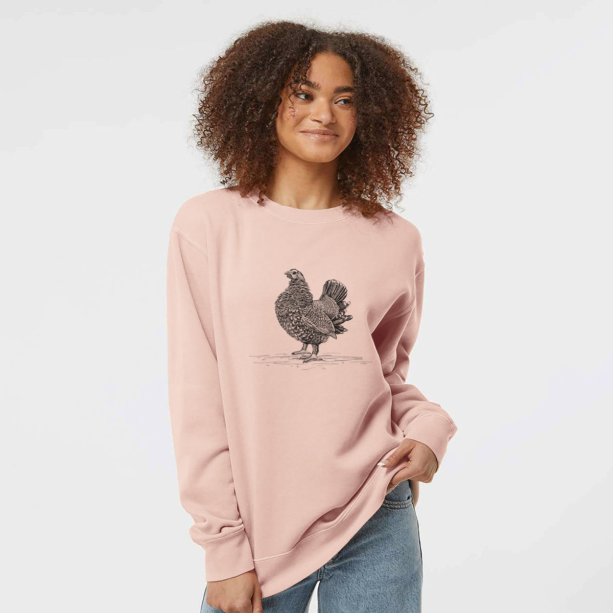 Male Spruce Grouse - Canachites canadensis - Unisex Pigment Dyed Crew Sweatshirt