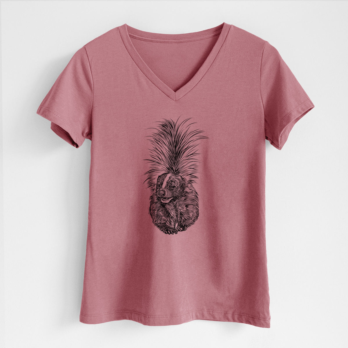 Striped Skunk - Mephitis mephitis - Women's Lightweight Relaxed Fit 100% Cotton V-neck