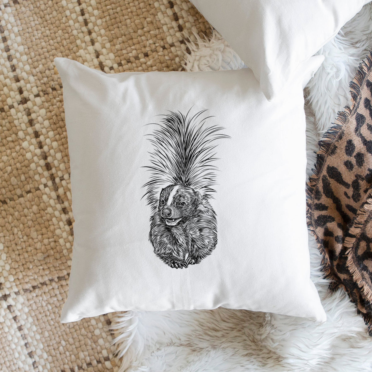 Striped Skunk - Mephitis mephitis - Throw Pillow Cover