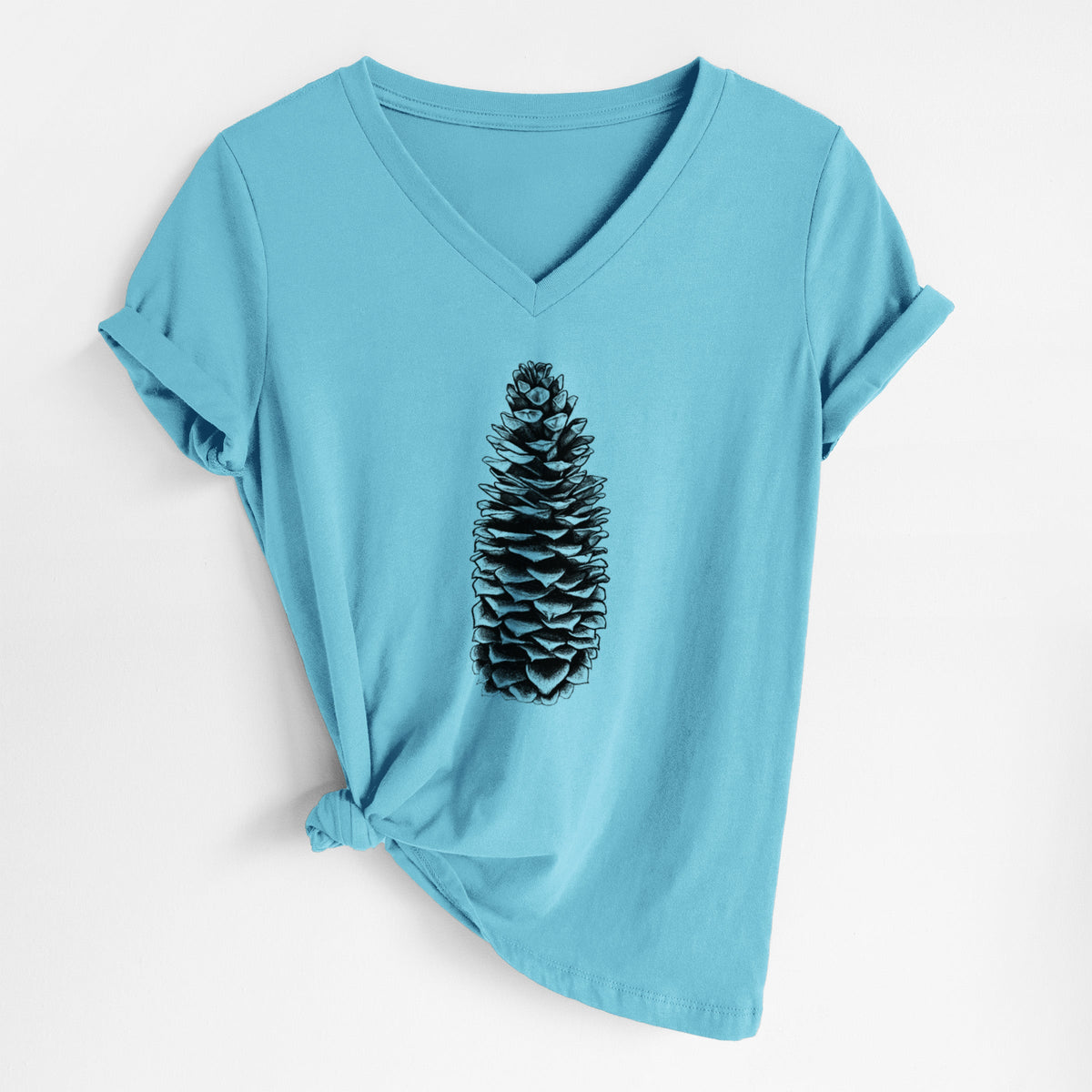 Sugar Pine Cone - Pinus lambertiana - Women's Lightweight Relaxed Fit 100% Cotton V-neck