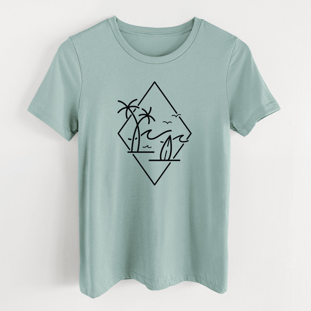 Summer Surf Diamond - Women's Lightweight Relaxed Fit 100% Cotton Crewneck