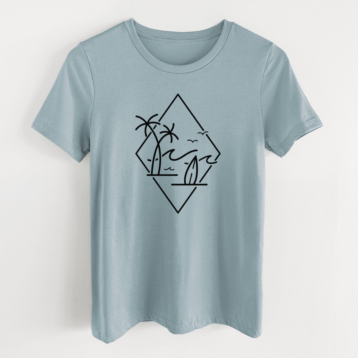 Summer Surf Diamond - Women's Lightweight Relaxed Fit 100% Cotton Crewneck