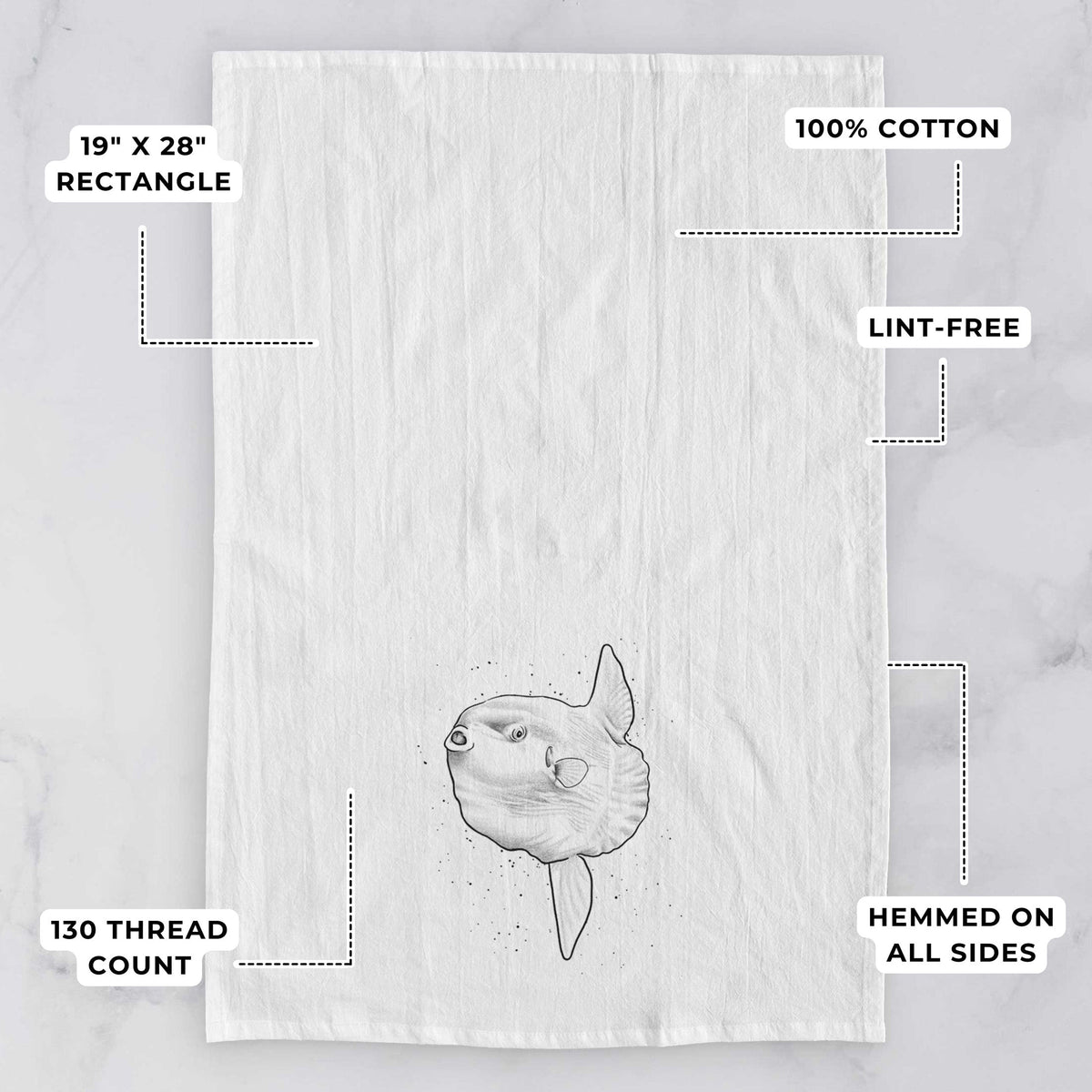 Ocean Sunfish - Mola mola Tea Towel